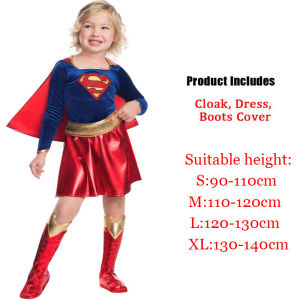 Wonder Woman Costume For Kids Girl Superhero Cloak Dress Set Children Super Girl Cosplay Dres Halloween Carnival Sci-fi Costume