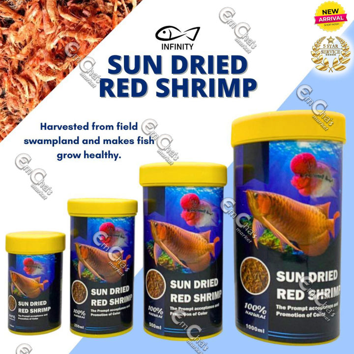 INFINITY SUN DRIED Red Shrimp for Arowana Fish Food Flowerhorn Parrot
