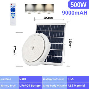 【Free Shipping】Hiberry 3-Color LED Solar Ceiling Light with Remote Control Lampu Siling Ruang Tamu 500W Indoor Waterproof Energy Saving Lamp for Bedroom Corridor Lliving Room Aisle Balcony solar Lampu Bilik Tidur 太阳能吸顶灯
