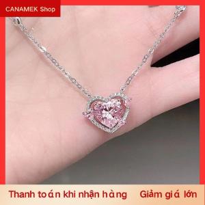 CS Pha Lê Zircon Trái Tim Mặt Dây Chuyền Y2K Trái Tim Màu Hồng Phụ Nữ Cô Gái Thời Trang Thanh Lịch Chuỗi Xương Đòn Phụ Nữ Đồ Trang Sức Quà Tặng