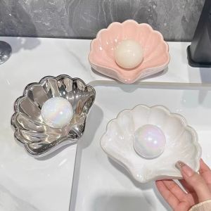 Creative Shell Soap Dish Portable Soap Box Desk Organizer Luxury Soap Rack Bathroom Accessories