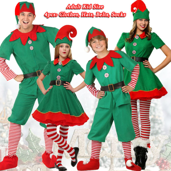 Mens Ladies Girls Teen Elf Xmas Christmas Tights Stockings Fancy Dress  Costume 