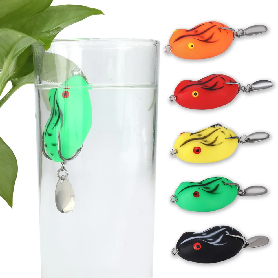 Sougayilang 7.6g Fishing Lures Artificial Silicone Frog Double Hooks Soft  Fishing Bait with Water Drop Spoon for Freshwater Saltwater Fishing Lures.