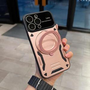 Shockproof Armor Bracket for Magsafe Case for iPhone 16 15 12 13 14 Pro Max 16 Plus 11 Pro Stand Holder Lens Protect Cover