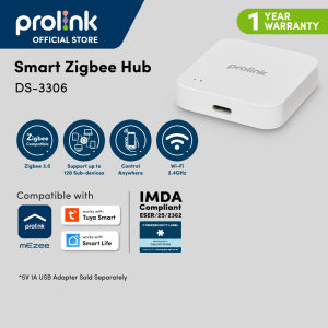PROLiNK DS-3306 Smart Zigbee Hub – Zigbee 3.0 Gateway | Smart Home Automation Center | WiFi 2.4GHz | Voice Control | Supports Up to 128 Devices | Compatible with Google Assistant & Amazon Alexa