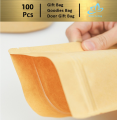 100 cái túi zip thực phẩm  nhiều kích thước Túi giấy zip kraft vàng có cửa sổ tràn viền đáy đứng, túi zipper giấy đựng thực phẩm chất lượng cao. 