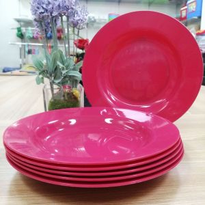 6 PCS SET PLASTIC COLORED ROUND PLATE /REUSABLE DINNER PLATE /SERVING PARTY PLATE /MEAT PLATE / LATO/DINNING PLATE