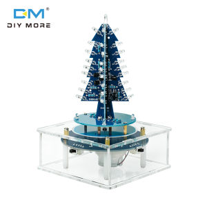 diymore DC 5V Colorful LED Flow Light 3D Color Christmas Tree DIY Electronic Kit Rotating Music Box Welding Practice Kit Micro USB