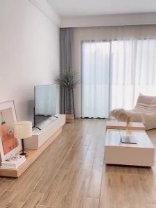 2025 Rock plate coffee table TV cabinet combination modern simple living room Internet celebrity cream style original wood color escopic floor TV cabinet