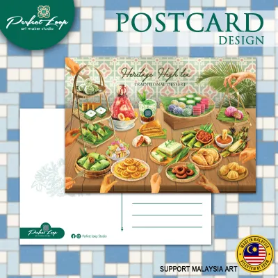Postcard Design Asian Traditional Culture Famous Food Graphic Drawing Concept (BUY 10 FREE 1)