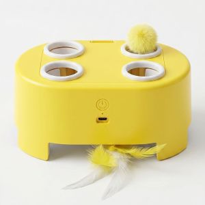 MAODEBEAR 3 In 1 Automatic Electric Interactive Cat Toy Whack-A-Mole Feather Ball Puzzle Play Toy for Cats