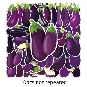 50PCS Cartoon Purple Eggplant Vegetable Sticker Decorative Diary Scrapbook Cartoon Waterproof Sticker