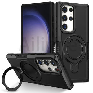 For Samsung Galaxy A05S A05 A15 A53 A33 A54 A24 A34 A14 4G 5G Solid Color Case Shockproof Armor Hard PC With Ring Stand Protection Phone Cover
