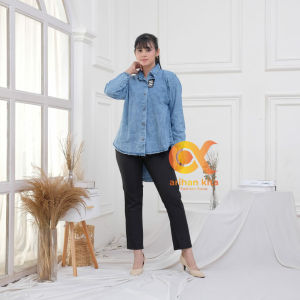 KEMEJA WANTA TUNIK JEANS TERBARU 2024 PANJANG JUMBO XXXL LD 120 STYLE