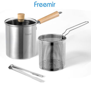 freemir panci multifungsi 3 in 1 multi deep fryer 16 cm bonus tatakan set panci penggorengan rebus dan panci 1-2 susun kualitas terbaik stainless steel saringan capitan klip makanan