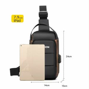 KENBAGS#625 CHESTBAG AND ROSSBODY BAG FOR MEN PU LEATHER MATERIAL WITH MULTI-COMPARTMENTS