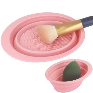 MAGEFY Makeup Brush Cleaning Mat & Hanging Drying Net Silicone Makeup Brush Cleaning Pad & Sponge Powder Puff Pembersih Drying Rack Tempat Untuk Brushes Cleaner Bowl 1342