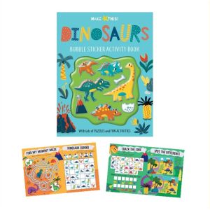 Dinosaurs Bubble Stickers Activity Book For Kids with Craft Games & Puzzles