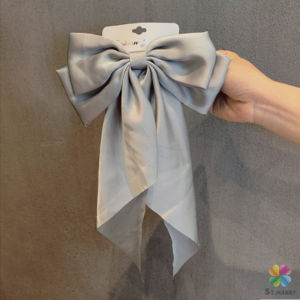 MD กิ๊บติดผม ผ้าซาติน ประดับโบว์ ริบบิ้นยาว ขนาดใหญ่ สไตล์เกาหลี วินเทจ สําหรับผู้หญิง Bow hairpin