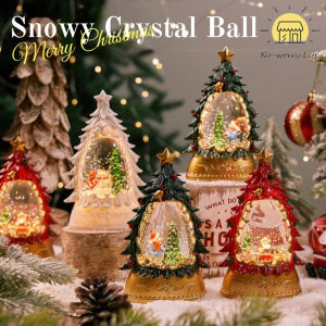 Christmas Snow Globe with Snowing Landscape Santa Snowman Night Light Crystal Ball Home Decor