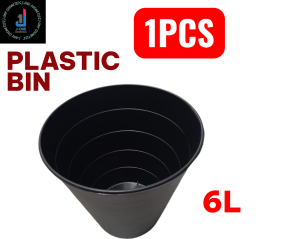 PLASTIC BIN 6 Waste Bin Plastic Trash Dustbin Tong Sampa Plastic Comely BLACK COLOR