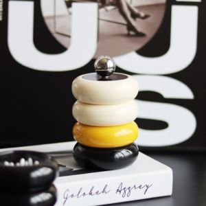 ECOCOKU เรซิน กล่องใส่สำลี ป้องกันฝุ่นและฝุ่น มัลติฟังก์ชั่นการใช้งาน ที่ใส่ปากกา สไตล์นอร์ดิก แบบพกพาได้ กล่องเก็บของสำหรับเก็บ ผ้าฝ้ายแต่งหน้า