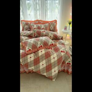 Four-Piece Winter Milk Velvet Bed Sheet Set Machine Washable Double-Sided Velvet Fleece-Lined Thickened  2024 Bed Cover   Lace LZD