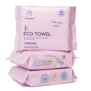 Pikalula Baby Eco Towel Mini Pack (10pcs/pack) Extra Thick 80GSM | Disposable Dry & Wet Wipes Travel Multipurpose Hygiene Disposable Towel Plant-Based Biodegradable OEKO-TEX Certified Dual-Textured