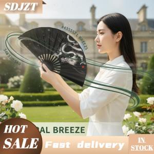 SDJZT Trung Quốc Phong Cách Gấp Quạt Tay Cho Cổ Điển Nhảy Múa Cổ Điển Nhựa Động Vật In Dài Vải Fan Hâm Mộ Hoàn Hảo Cho Lễ Hội Hiệu Suất Hoặc Gifting