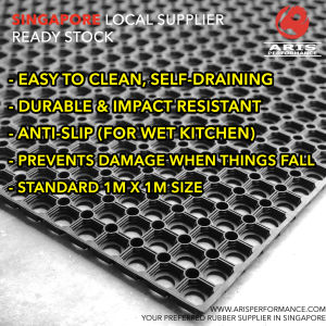 Commercial Anti Slip Floor Mat Restaurant Kitchen Rubber Ring Mat Bar Counter Rubber Mat - 1m x 1m