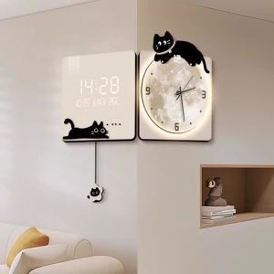 Sacesr Modern Corner Wall Clock Large Interior Wall Clock Led Digital Watch Luxury Living Room Decorations Home Decoration Accessories 5Y6Z3