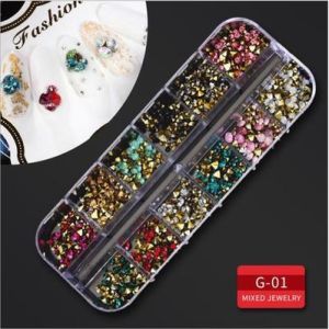 JOSLOVE Nail Decoration Mix Pearl Star Crystal Diamond Charm Metal Frame Rivets 3D Decoration Accessories Nail Tools