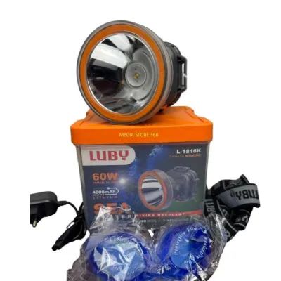 SENTER KEPALA SELAM 100W LUBY L-1817L - BATERAI 7.200mAh - Free Kacamata Renang - Terang- Tahan Lama