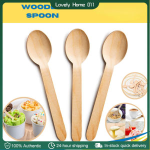 100 Pieces Disposable Wooden Spoon and Fork Eco friendly