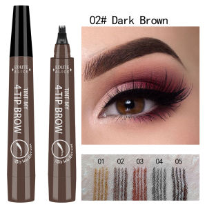 5 Colors Waterproof Liquid Eyebrow Pencil Long Lasting 4 Fork Tips 3D Eye Brow Tattoo Pen Black Brown Makeup Eyebrow Cosmetics