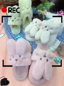 New WomenS Slippers For Couples Winter Indoor Thick-Soled Home Slippers MenS Plush Rabbit Outdoor Shoes