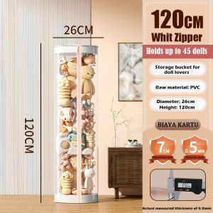 Uncle John Doll Storage Bucket Large-capacity Transparent Cylindrical Rotatable Childrens Toy Doll Organizer Tube Box