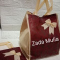Tas Hajatan Spunbond Tebal Pita Embos ukuran 22x22x28 cm 12 pcs # goodie bag kain tasyakuran. 