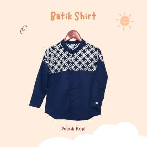 Yobebee Kemeja Batik Tangan Panjang Anak Laki Laki Usia 2 4 6 8 10 12 Tahun Baju Atasan Kids Casual Formal Katun Kemeja Anak Cowok Kerah Chiangi Couple Kembaran Anak dan Ayah