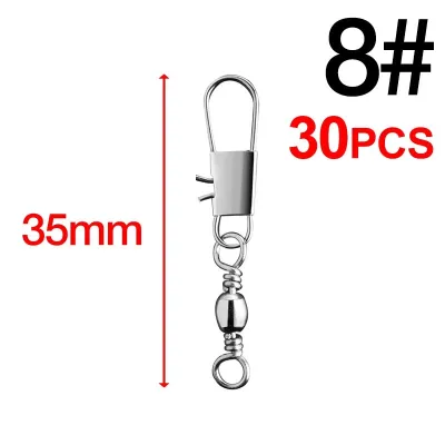 30pcs Fishing Swivel Stainless Fishing Line Connector Fishing Roller Bucket Rotating Ring Interlocking Fishing Tackle for Saltwater Freshwater Fishing Accessories