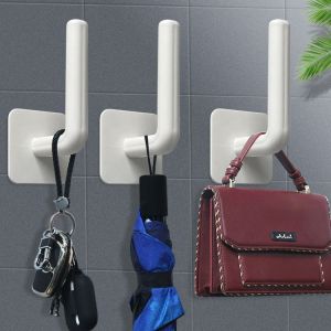 4pcs L-shaped Self-adhesive Hook Wall Hook for Bathroom Towel Storage Rack Paper Roll Holder