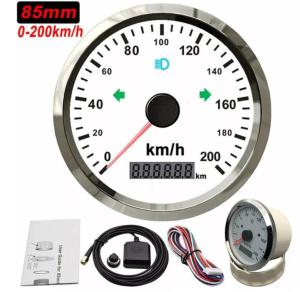 Universal 0~999 Mph Knots Km/h GPS Speedometer Odometer 85mm 220Km/H for Car Motorcycle LCD Tachometer KMH Meter Gauge Red Backlight Odometer LCD GPS Speedometer Odometer Gauge Sensor for Motorcycle ATV UTV Boat