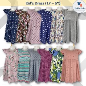 [1Y - 6Y] Kids Dress Cotton / Dress Budak Cotton / Gaun Kanak-kanak - Random Design