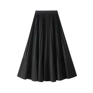 Rok Midi Pinggang Karet Dua Kombinasi Prisket Bawah Gelombang Rok Midi Style Korea