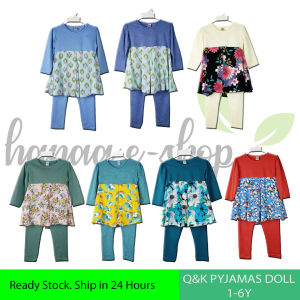 Q&K 1-6y 100% Kapas Baju Tidur Kanak-kanak Perempuan Lengan Panjang  BPJ00006