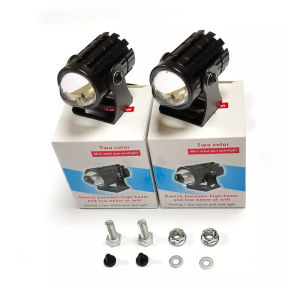 【Ready Stock】Mini Driving Light Motorcycle LED Headlight White Yellow Bicolor Motorcycle Fisheye Lens Spotlight 12-80V Fog Light 3000k 6000k