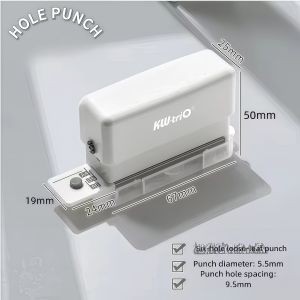 KW-triO 6-Hole Paper Punch Handheld Mini Puncher Support Multiple 20/26/30 Hole Punching 5.5mm Aperture for A4 A5 B5 Notebook