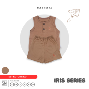BABY HAI Iris Set - Setelan Kutung Kancing Depan Baju Kutung Celana Pendek - Seri Coklat