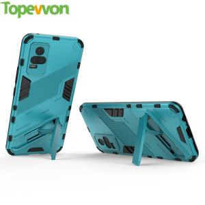 Topewon For Vivo V21 Y21 Y21S Y33S 4G 5G Phone Case Punk Luxury Stand Cover Hard Armor and Soft Silicone TPU Frame Casing