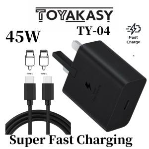 TOYAKASY 45W PD Travel Adapter Super Fast Charge with Type C to Type C Cable UK Plug